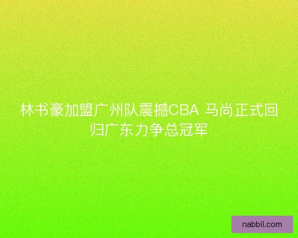 林书豪加盟广州队震撼CBA 马尚正式回归广东力争总冠军